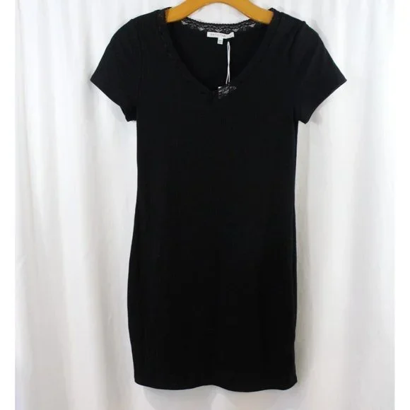 antistar black dress Antistar Womens Black Mini Ruched T Shirt Dress small Stretch